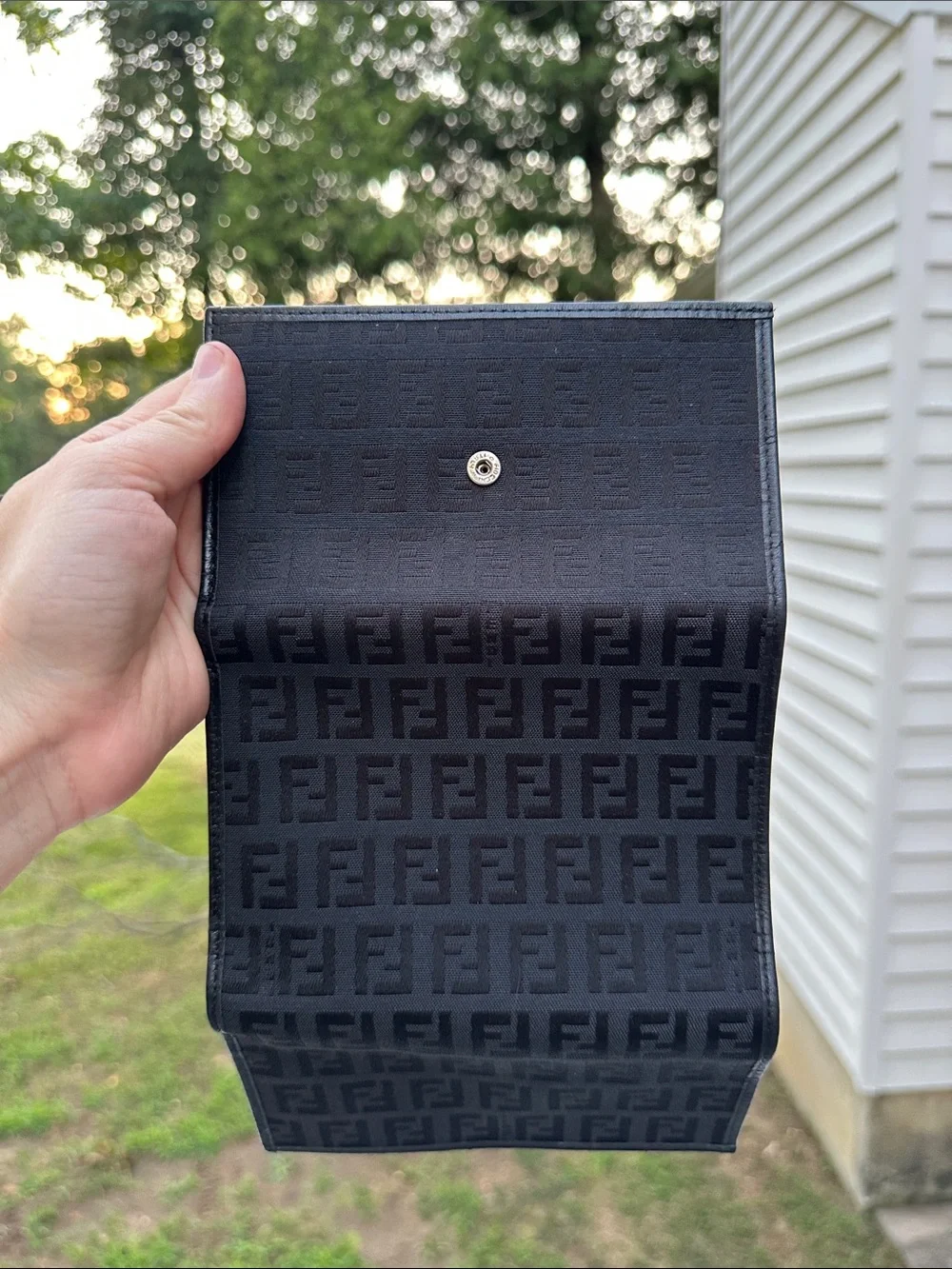Fendi Black Tonal FF Jacquard Continental Wallet
